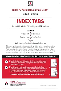 NFPA 70, National Electrical Code Handbook, 2020 Edition, with Index Tabs